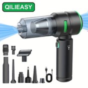 Resim QILIEASY: 100W Yüksek Güçlü Ev Tipi Elde Taşınabilir Vakum Temizleyici, 16000Pa Güçlü Emişli Araba Vakumu, 3 Hız Ayarlı Mini Vakum ve Üfleme Kombinasyonu, Metal Filtre, Araçlar/Ofis/Ev/Dış Mekan İçin Uygun 