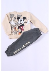Resim Hçm Erkek Çocuk 3 İplik Eşofman Takımı Mickey Mouse Baskılı Ribanalı E20 Gri 