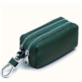 Resim Sunshine022 Koyu Yeşil Çift Fermuşlu Çok Cepli Anahtarlık Kartlık Dayanıklı Suni Deri 