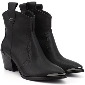 Resim Gönderi R Siyah Sivri Burun Kalın Topuklu Kovboy Bot Siyah 