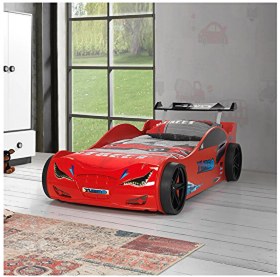 Resim Süpers Rüzgarlıklı Arabalı Yatak Kırmızı 