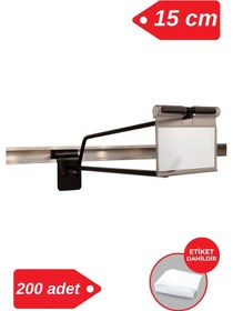 Resim 15 Cm -200 Adet Siyah Etiketli Kanallı Pano Kancası Raf Askısı Siyah 