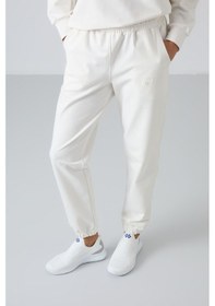 Resim Tommy Life Ekru Basic Pamuklu O Yaka Oversize Lastik Paça Kadın Eşofman Takım - 95287 Ekru 