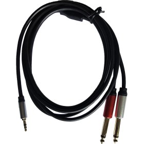 Resim CHESTER 3.5 mm Stereo To 2x 6.35 mm Çivi Jak Profesyonel Amfi Mikser Telefon Ses Kablosu 1.8 Metre 