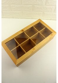 Resim Bambu Organizer Kutu Takı Aksesuar Kutusu, Çay Kutusu 8 Bölmeli 