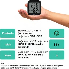Resim Vıt 4'lü Iç Mekan Dijital Isı ve Nem Ölçer Siyah Termometre BVT17-03 