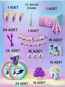 Resim 24 Kişilik Deniz Kızı Temalı 2xl Paket - Doğum Günü Parti Ve Eğlenceli Etkinlikler 7 