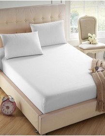 Resim Çift Kişilik %100 Pamuklu Penye Lastikli Çarşaf Beyaz 160x200 