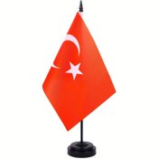 Resim 1 adet Türk Masa Bayrağı 12.7cm x 20.32cm - Standlı Mini Masa Bayrağı, Polyester, Ev ve Ofis Dekorasyonları, Masa Bayrağı, Festival Süslemeleri 