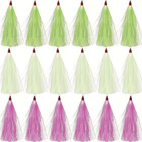 Resim 1 adet Karışık Renkli Polyester Flash Teaser Bucktail, Flounder için Manyetik Olmayan Olta Yemi, Pil Gerektirmez 