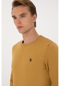 Resim U.S. Polo Assn. Erkek Slim Fit Bisiklet Yaka Hardal Basic Kazak 50313713-VR151 