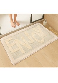 Resim Doğal Kaymaz Taban Banyo Paspas Uzun Ömürlü Yumuşak Dokulu Su Emici Yıkanabilir Enjoy 60x100 Krem 