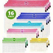 Resim 16'lı Klasik Stil PVC Mesh Çizme Çantaları, 6 Boyut, Su Geçirmez Şeffaf Dosya Kılıfları, Düzenleme, Çok Amaçlı Seyahat Çizme Çantaları, Okul, Ofis, Ev Depolama, Çeşitli Renkler 