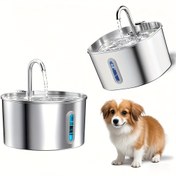 Resim 2.2L/74oz Yuvarlak/Kare Kedi Otomatik Su Çeşmesi: Paslanmaz Çelik Evcil Hayvan İçme Kabı, Ultra Sessiz Pompa ve Filtreli Pencere (5V 1A Fiş Yok, filtre elemanı dahil) 