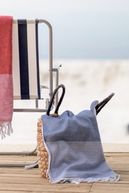 Resim Deep Çizgili Pamuk Peştemal Lacivert 