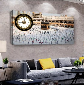 Resim Zevahir Mobilya Dekorasyon Kanvas Kabe Tavaf Eden Insanlar Dini Saatli Tablo 