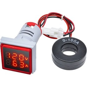 Resim AC 20-500V 100A Kare Dijital Voltmetre Ampermetre 220V Kırmızı 