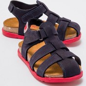 Resim Mnpc Unisex Çocuk Lacivert Hakiki Deri Mantar Tabanlı Günlük Çocuk Sandalet 25y3s10048324 Lacivert 