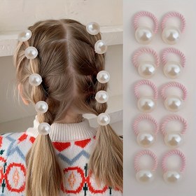 Resim 10 Adet Kız Çocuk Saç Lastiği - Pastel Ponytail Tutucular, Yumuşak Saç Elastikleri, Günlük ve Özel Günler İçin (Noel, Paskalya, Okul) - Nazik Kız Saç Modelleri, Doğum Günü Partisi Aksesuarları, Şık Saç Süsleri, Parlak Dekoratif Bantlar 