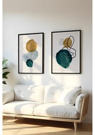 Resim Huhuli Ahşap Siyah Çerçeveli 2 Parça Set Tablo Huhu120 