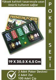 Resim Luxery Texas Holdem Casino Blackjack 100 Poker Çipi 2 İskambil Kağıdı Premium Kutu Poker Oyunu Seti 