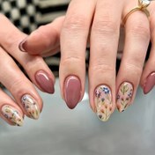 Resim 24 Parça Kısa Badem Formu Takma Tırnak - Pastel Pembe ve Altın Vurgulu Parlak Desen, Yeniden Kullanılabilir Yapışkanlı Sahte Tırnaklar & Törpü ile Kolay Evde Manikür, Hızlı Güzellik Çözümü 