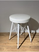 Resim sandalyecafesi Sandalye Cafesi Eyfel Metal Ayaklı Deri Tabure 45 Cm, Metal Tabure Sd33244 