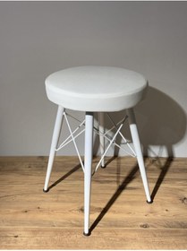 Resim sandalyecafesi Sandalye Cafesi Eyfel Metal Ayaklı Deri Tabure 45 Cm, Metal Tabure Sd33244 