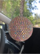 Resim Altınay Mini Disko Topu - Kristal Dikiz Ayna Süsü – Eğlenceli Araba Aksesuarı - Hediyelik Araba Süsü (6,5cm) 