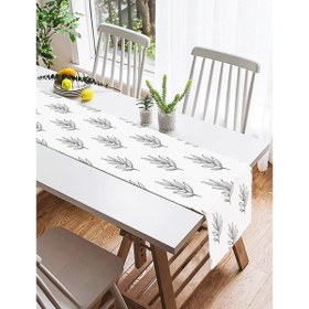 Resim Beyaz Temalı Yaprak Çizimi Motifli Dijital Baskılı Süet Runner 