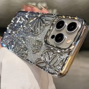 Resim IPhone11/13/14proMax için uygun olan, flaş tozu elektrokaplama retro oyuk üç boyutlu yağlı boya çiçek anti TPU dopamin 