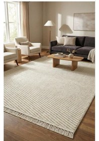 Resim Dizayn 1063 Vizon Kaymaz Taban Koridor Halısı Kesme Yolluk Mutfak Halısı Modern Salon Halısı Beyaz 