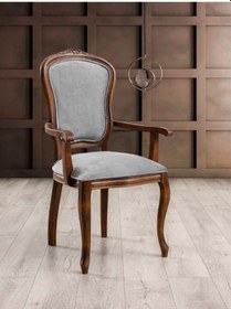 Resim Victoria Kolçaklı Ahşap Oymalı Country Sandalye Ceviz 