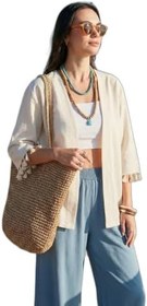 Resim Lela Pamuk ve Keten Karışımlı Püskül Detaylı Regular Fit Uzun Kimono Hırka Bayan HIRKA 5869015 