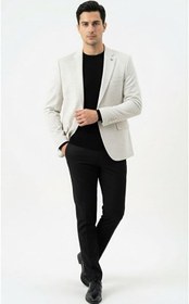 Resim Erkek Blazer Ceket - Slim Fit Karyağdı Desenli - Tek Düğmeli Spor Şık Günlük Ofis Ceketi 