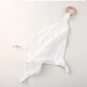 Resim Mendil Ahşap Halka Ile Güvenlik Pamuk Kare Havlu Çocuklar Çocuklar Için Diş Çık Whıte Whıte Çok Renkli 