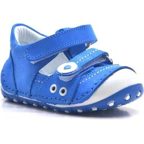 Resim Hapshoe Hakiki Deri Mavi Cırtlı Yazlık Ilk Adım Ayakkabı (371976751) Mavi 