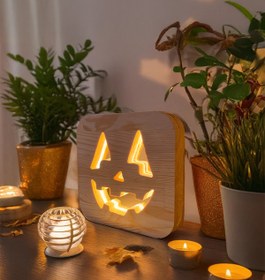Resim üstel dekor Halloween Desenli Masif Led El Yapımı Dekoratif Gece Lambası 