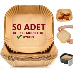 Resim Home Aırfrey Pişirme Kağıdı,xl,xxl Aırfreyler Için Parşömen Kağıdı,sıvıya ve Yağa Dayanıklı Sıcak Hava Fritözleri Için Yanmaz Kağıt (50 Adet) 