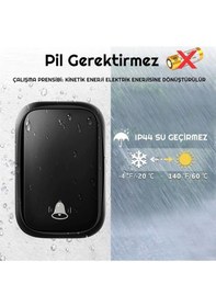 Resim Plentiful Su Geçirmez Kablosuz Kapı Zili Pil Gerektirmez Siyah 150metre 
