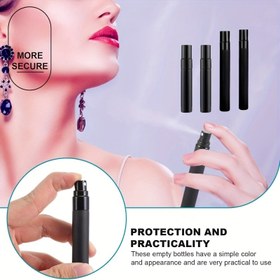 Resim 1/2/3 adet 5/10ml Siyah Doldurulabilir Kozmetik Sprey Şişeleri. Taşınabilir anti-oksidasyon yuvarlak cam bölümlü şişe. Parfüm, sıvı kozmetikler için uygun 