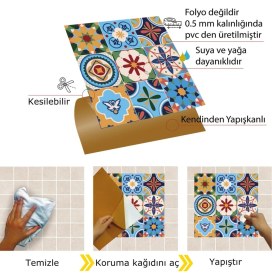 Resim Kendinden Yapışkanlı Zambak Desenli Pvc Karo 30X30 cm (33 Adet) 3m2 