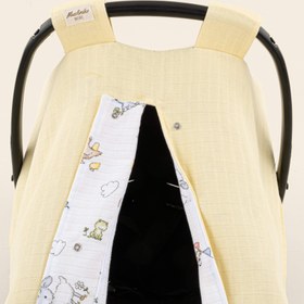 Resim Puset Örtüsü - Çift Taraflı - Sarı muslin - Çiftlik Hayvanları 