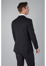 Resim Bisse Comfort Fit Siyah Mono Yaka Çift Yırtmaçlı 6 Drop Erkek Yün Ceket Pck24k24201 D99 Siyah 