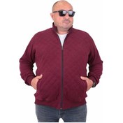 Resim Starbattal Büyük Beden Fermuarlı Hırka Diamond 23281 Murdum-Murdum Bordo 