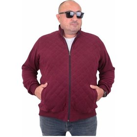 Resim Starbattal Büyük Beden Fermuarlı Hırka Diamond 23281 Murdum-Murdum Bordo 