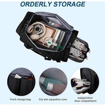 Besthome1 Xuweiwei Gri Yobenki Omuz Askılı Büyük Kapasiteli Seyahat Çantası Gri