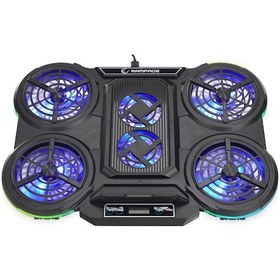 Resim Rampage Prote R6 Rgb Işıklı 6 Fanlı Telefon Standlı Notebook Soğutucu 