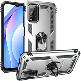 Resim Fibaks Xiaomi Redmi 9t Kılıf Military Armor Ring Case Yüzüklü Standlı Tank Koruma Zırh Silikon Vega Kap 