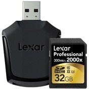 Resim Lexar 32GB 2000x Professional SDHC Hafıza Kartı + USB Kart Okuyucu UII 300MB/sn (LSD32GCRBEU2000R) 
